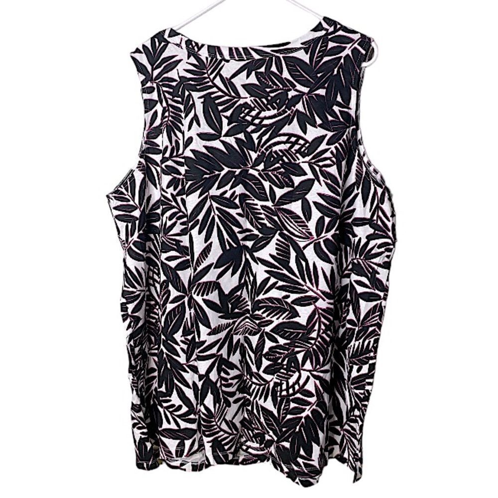 Woman Within 26/28 New 2X Womens Tank Top Blouse Tropical Leaves Beach Casual - Picture 7 of 7